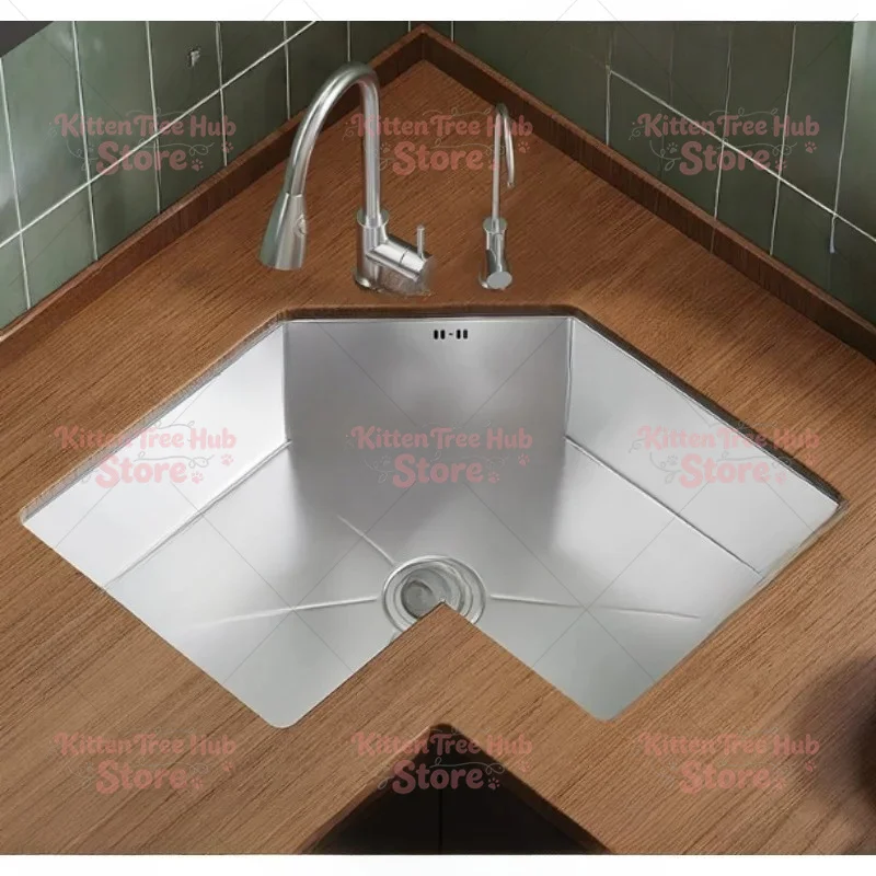 Large Single Tank Dishwashing Basins  Kitchen Corner Special-shaped Sink