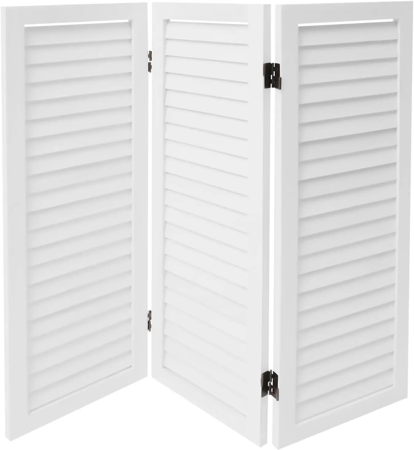 Freestanding 3 Panel Wooden Room Divider Screen, Foldable Short Privacy Partition and Divider for Home Bedroom Office, 35.4 x 1 x 31.9 Inches, White