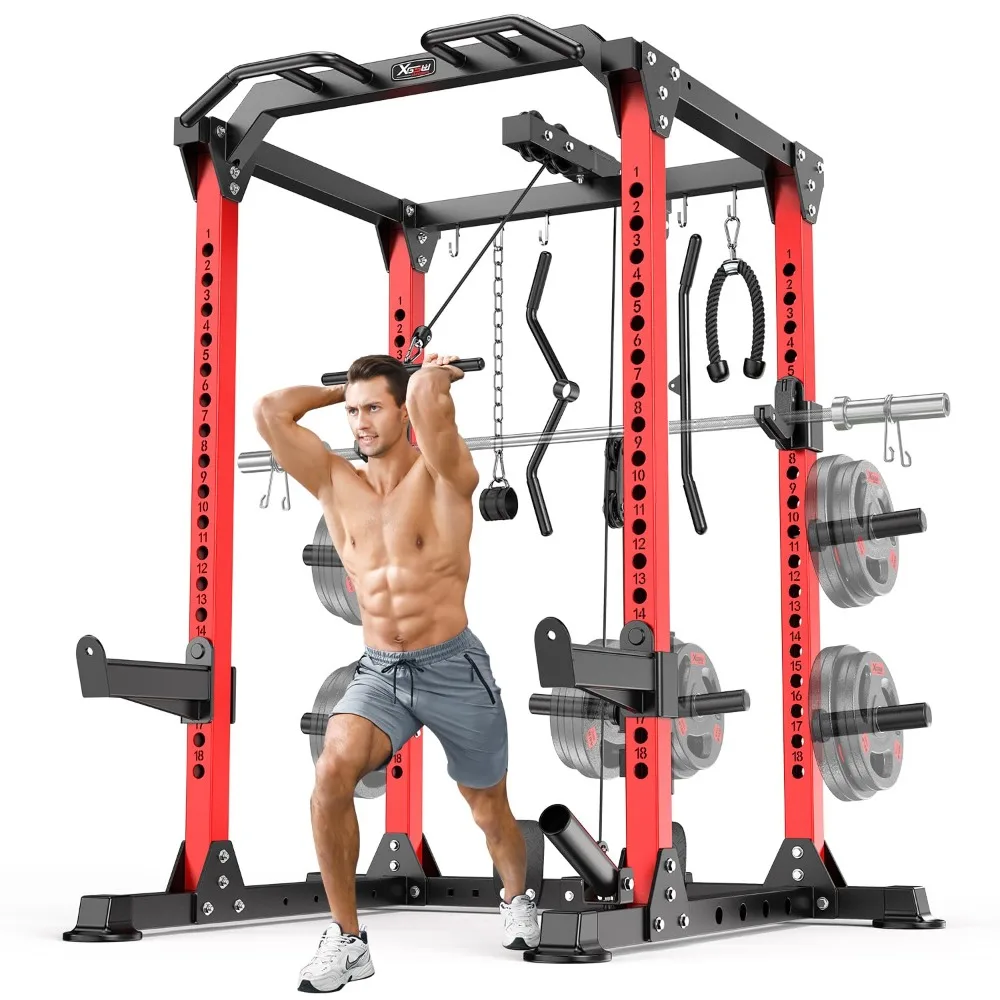 

Customizable Multi-Function Power Rack Home Gym Cable Crossover System Squat Rack with Additional Training Attachments