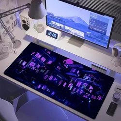 XXL Mousepad Gamer Neon City Street Art Mouse Mat Purple Japanese Anime Desk Mats Big Personalized Gaming Mouse Pad More Sizes
