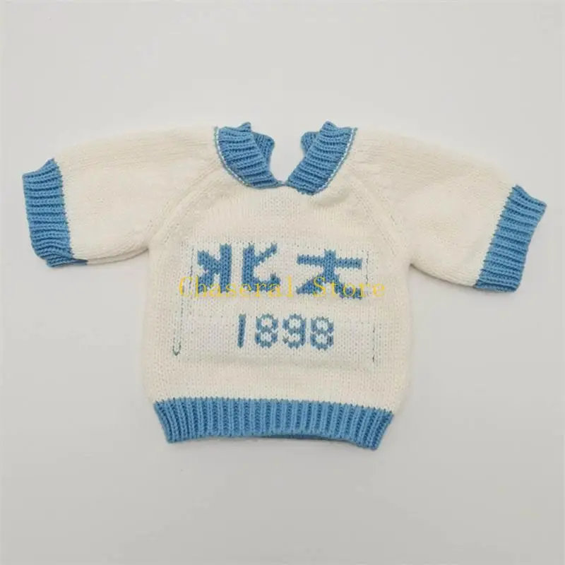 E7CE 2 Pcs Newborn Photography Props Knit Crochet Costume Baby Short Sleeve Tops Pants Set Infants Photo Clothing