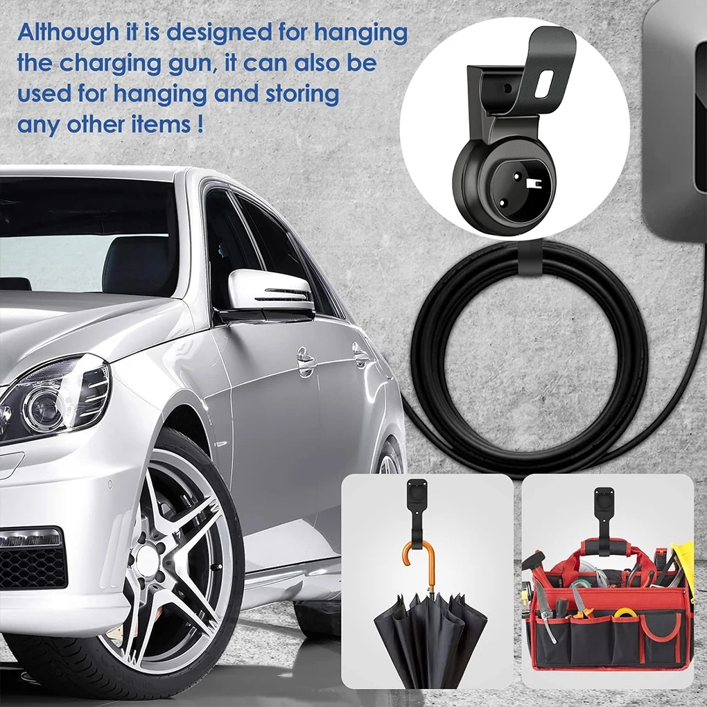 EV Charger Holder With Hook Type 2 Charging Cable Organizer Wall Mount Holster  Dock Plug Holder For Electric Vehicle
