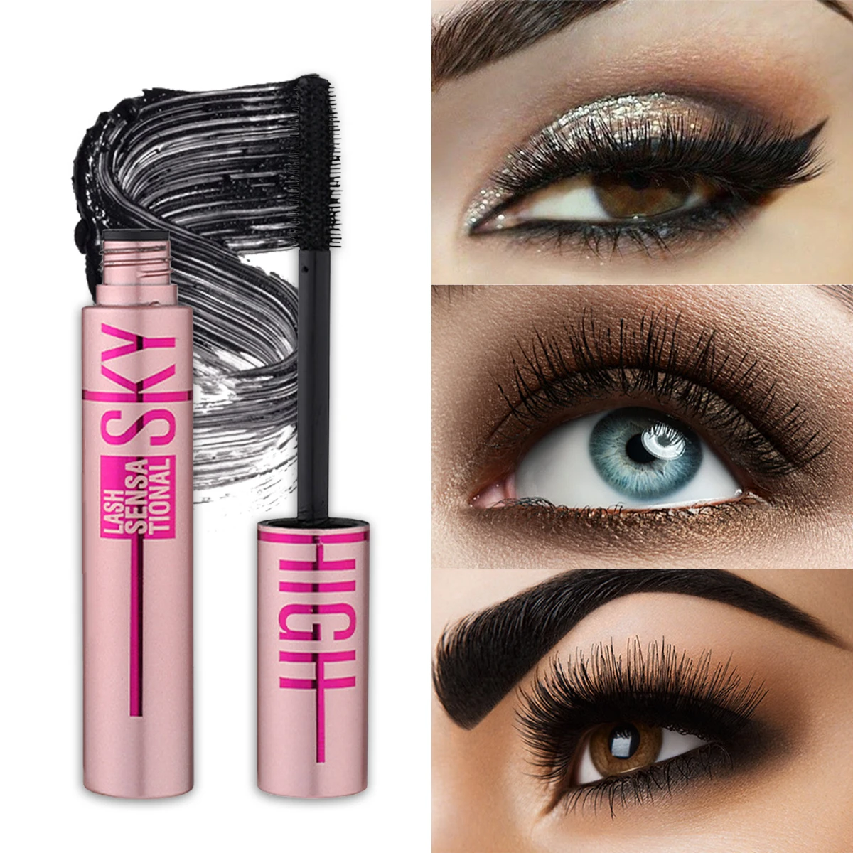Barubt 4D fiber eye trucco impermeabile nero che tiene arricciatura naturale senza sbavature