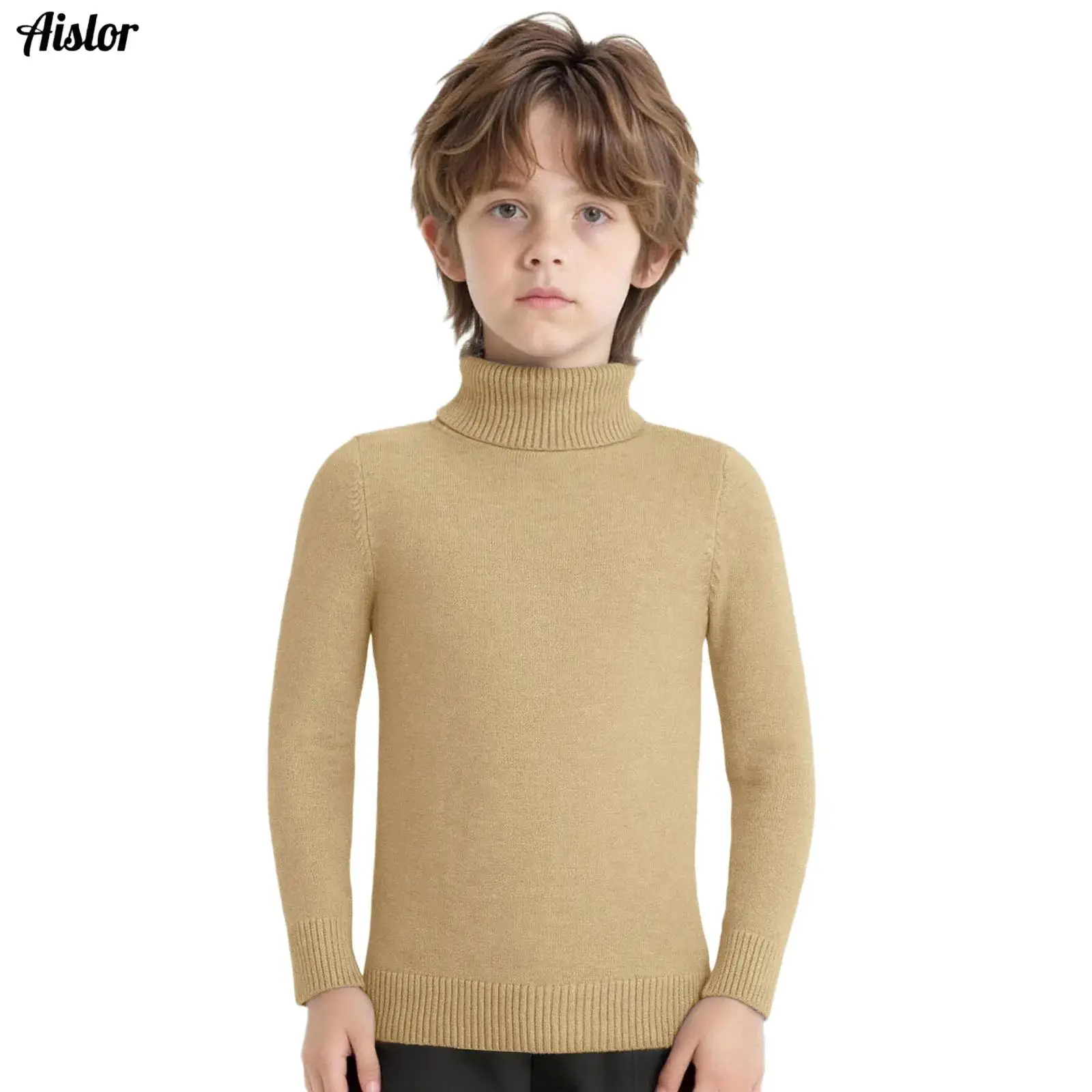 

Kids Boys Girls Turtleneck Sweater Cotton Long Sleeve Knitted Pullover Tops Basic Bottoming Shirt Casual School Weekend Homewear