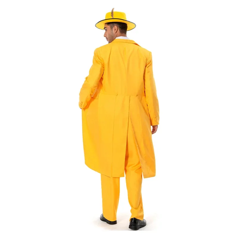 

In stock The Mask Jim Carrey Cosplay Yellow Suit Men jacket Uniform Outfits Halloween Carnival Costume boy Xmas gift ty'4