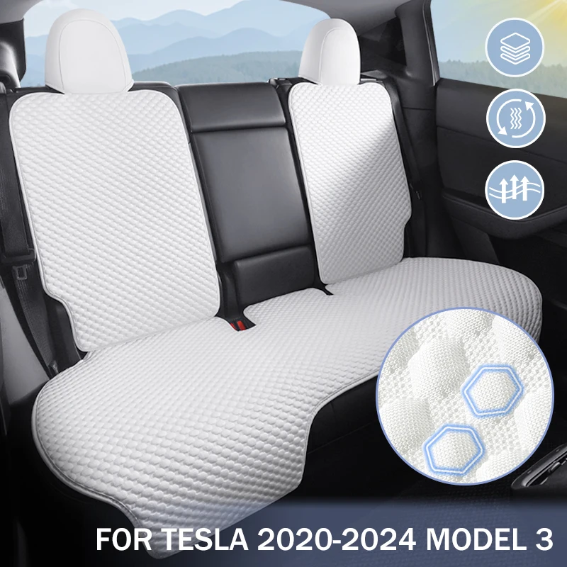 Car Seat Cover For Tesla Model 3/Highland For 2021 2022 2023 2024 Car Seat Cover 5-Seat Ice Silk Seat Cushion Breathable Car Mat