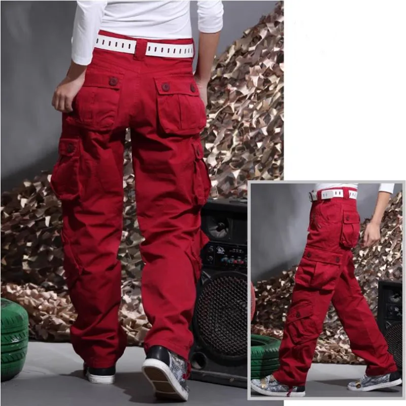 السراويل البضائع الحمراء النساء الهيب هوب جيب القطن حجم كبير XXXXXXL بنطلون فضفاض فضفاض سراويل تقليدية موضة ركض قيعان