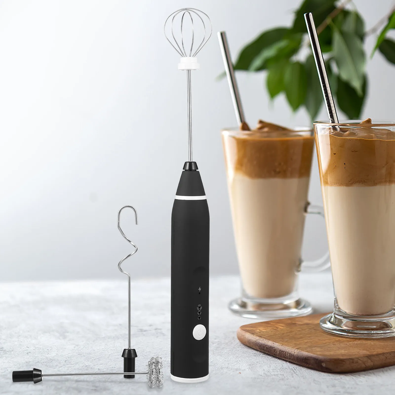 1 set 1 Set Electric Whisk Stainless Steel Hand-Held Usb Mixer For Coffee Food Automatic Bubbler Tool