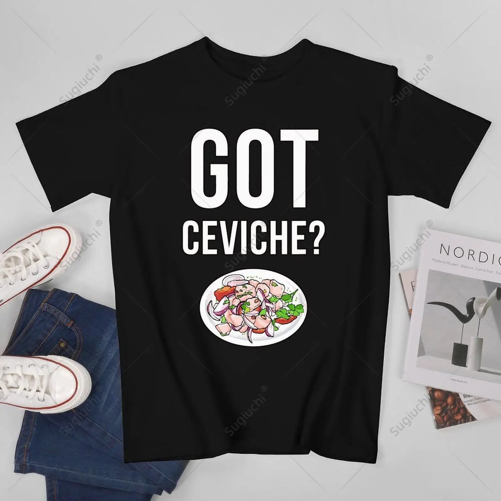 Camiseta Unisex para hombre y mujer, camisa 100% de algodón, con diseño de Ceviche Peruano, de cocina peruana