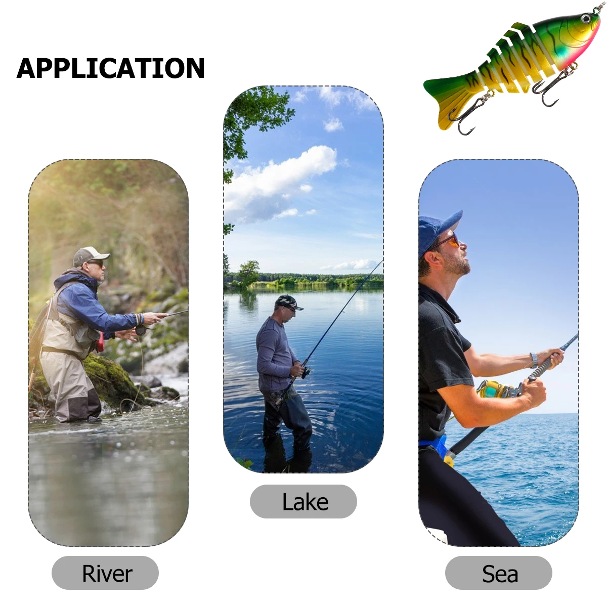 

4pcs Plastic Hard Fishing Lures Realistic Multi joint Freshwater Simulation Fish Baits Simulation Fish Baits Accessories