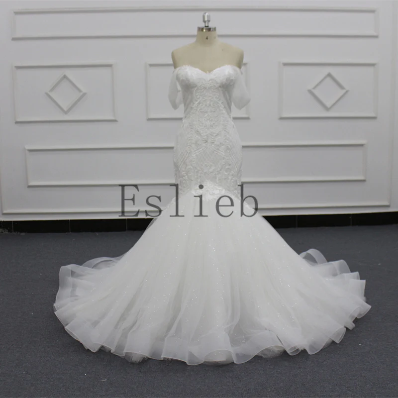 

Eslieb New Arrival 2024 High Custom made Wedding dress lace up back strapless Sleeveless Floor-Length Mermaid wedding dresses