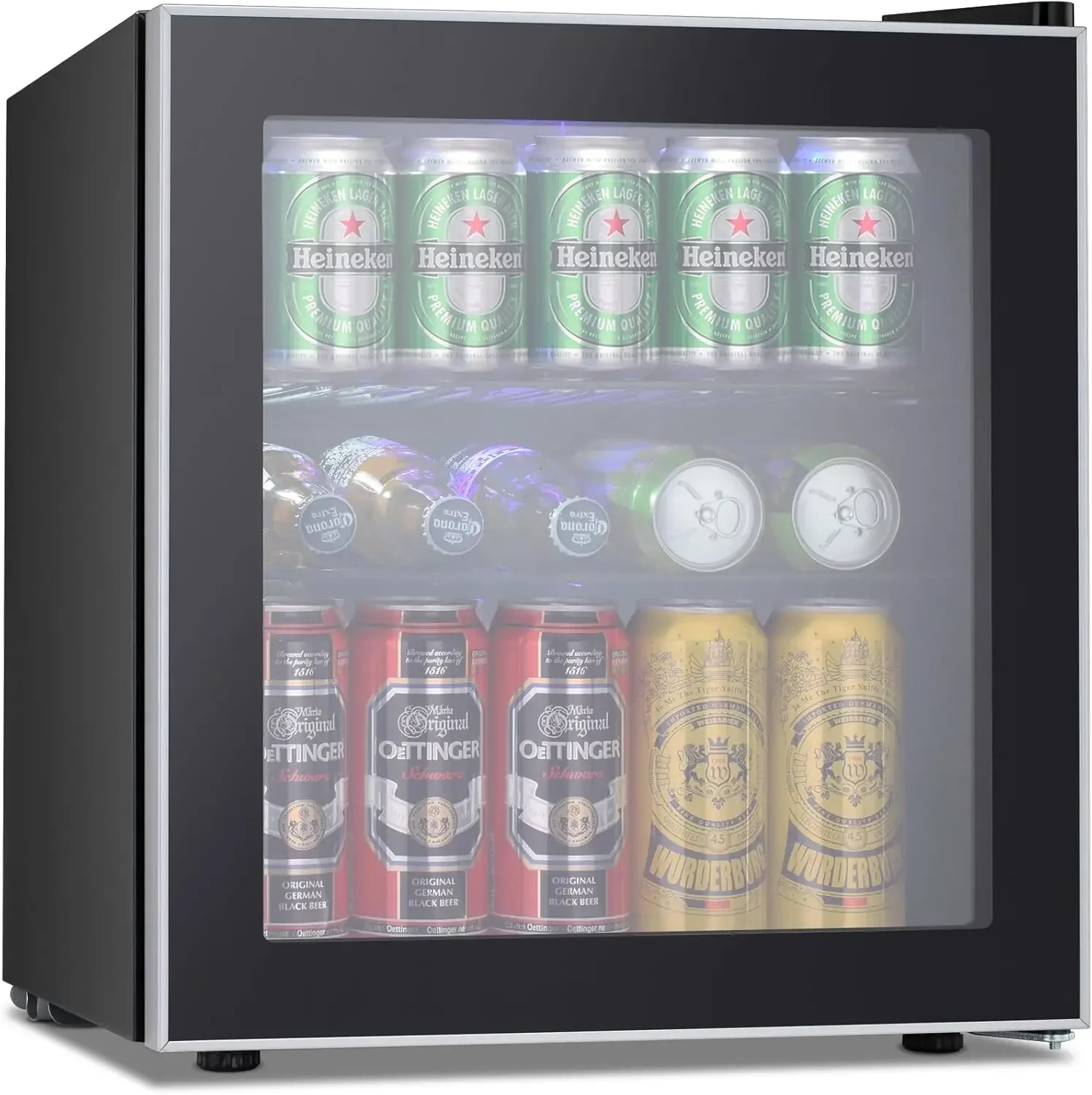 Mini refrigerador Star - porta de vidro para geladeira de bebidas com 60 latas para cerveja, refrigerante ou vinho - máquina dispensadora de bebidas pequena