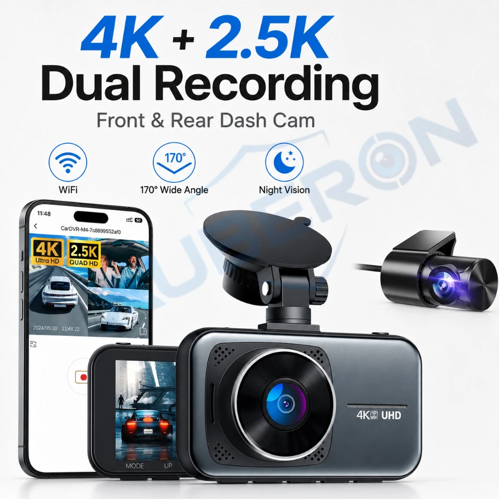 Smart 4K Dash Cam 2.5K Rear Camera WiFi  APP Control Car DVR 170° Wide Angle Car Video Recorder Night Vision G Sensor GPS Track