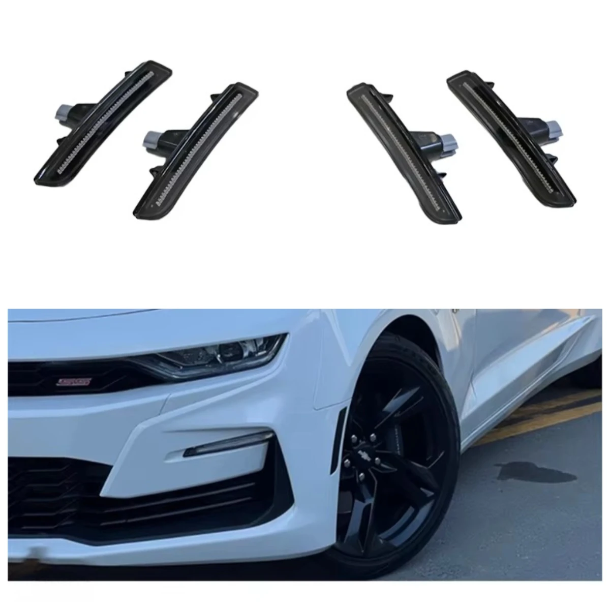 

STROVAN Дымчато-черные аксессуары для бампера автомобиля, передние и задние фонари для крыльев для Camaro 2016-2022