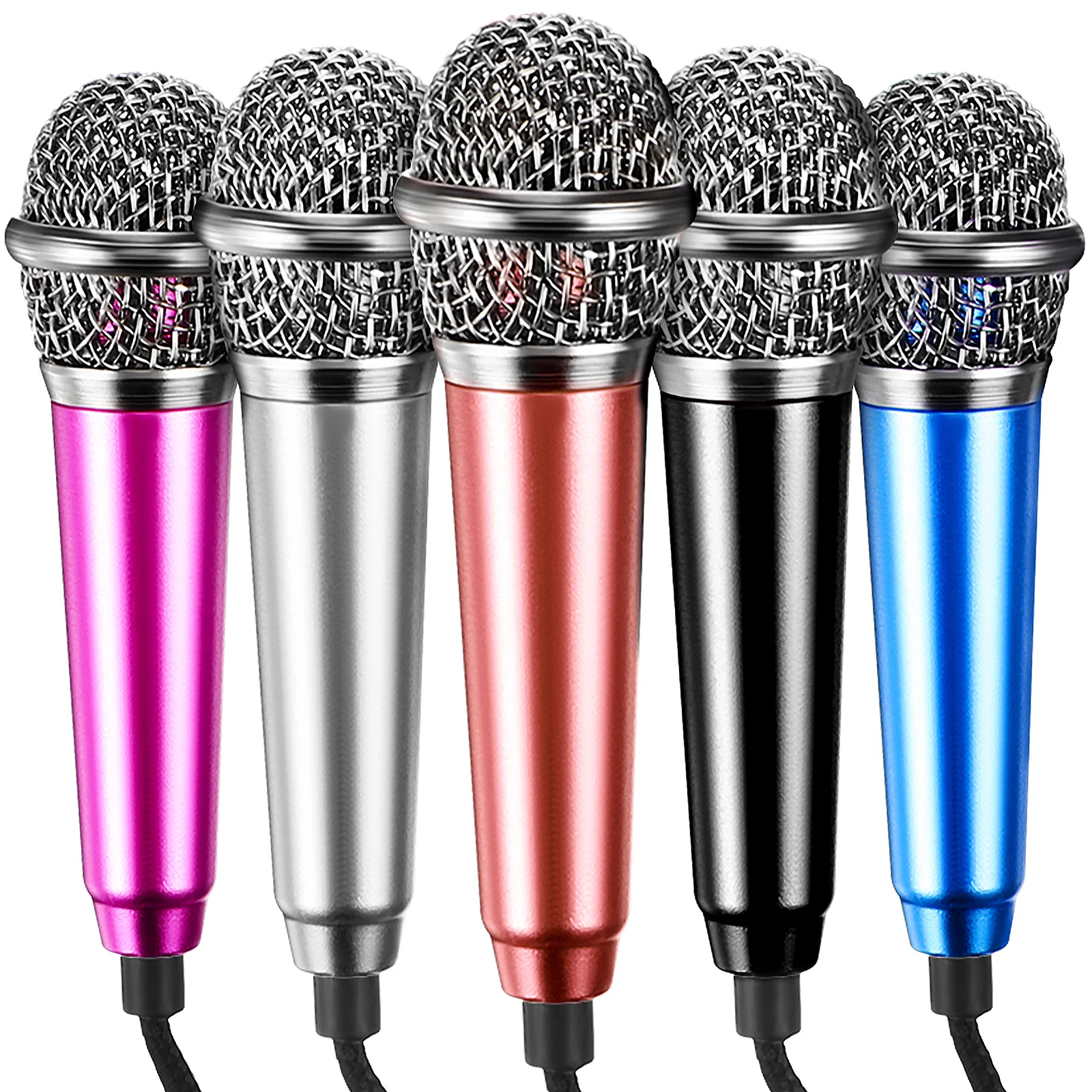 

5 Pcs Small Microphone Earphones Colorful Metal For Voice Recording Smartphone Singing Durable Portable Phone Mic Accessories