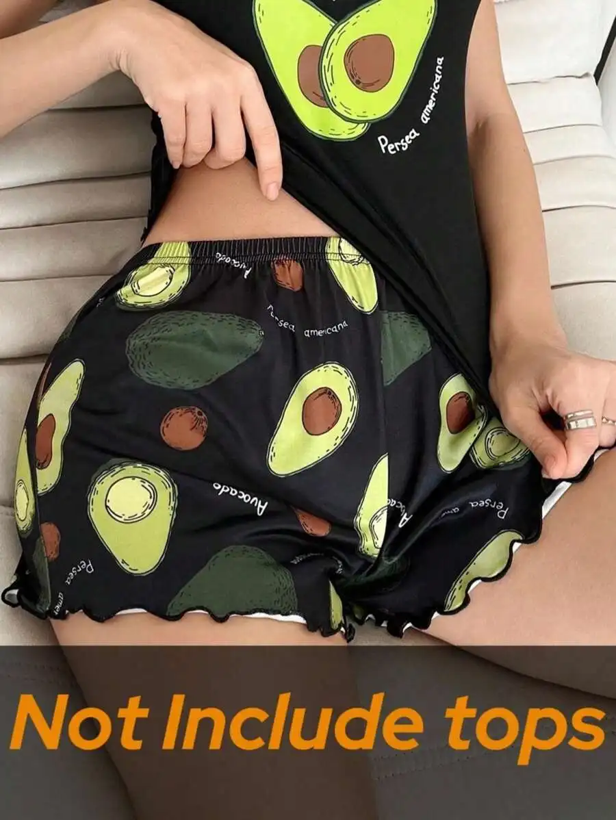 Avocado Print Lettuce Trim Sleep Shorts For Women