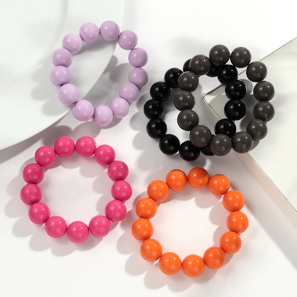 Böhmischer Trend, Acryl, bunte runde Perlen, Damen-Handarmbänder, Boho-Harz, stapelbare Perlen, dehnbares Armband, 2025, Schmuck, Geschenk – Detail 8