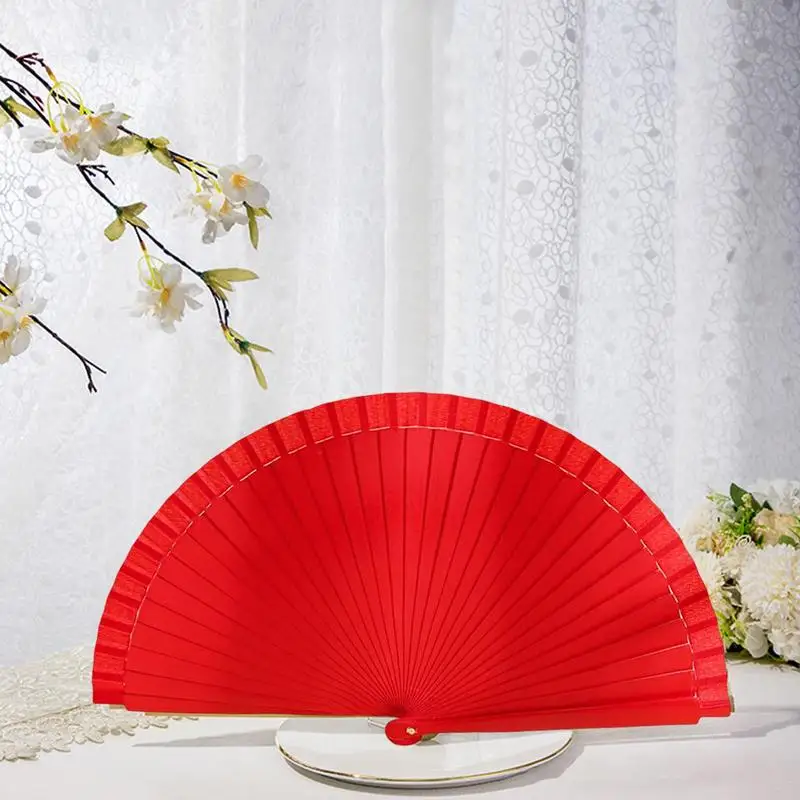 1pcs Hand Fan Held Portable Spanish Dances Fabric Folding Party Wedding Gift Decoration Ornaments Dance Hand Fan