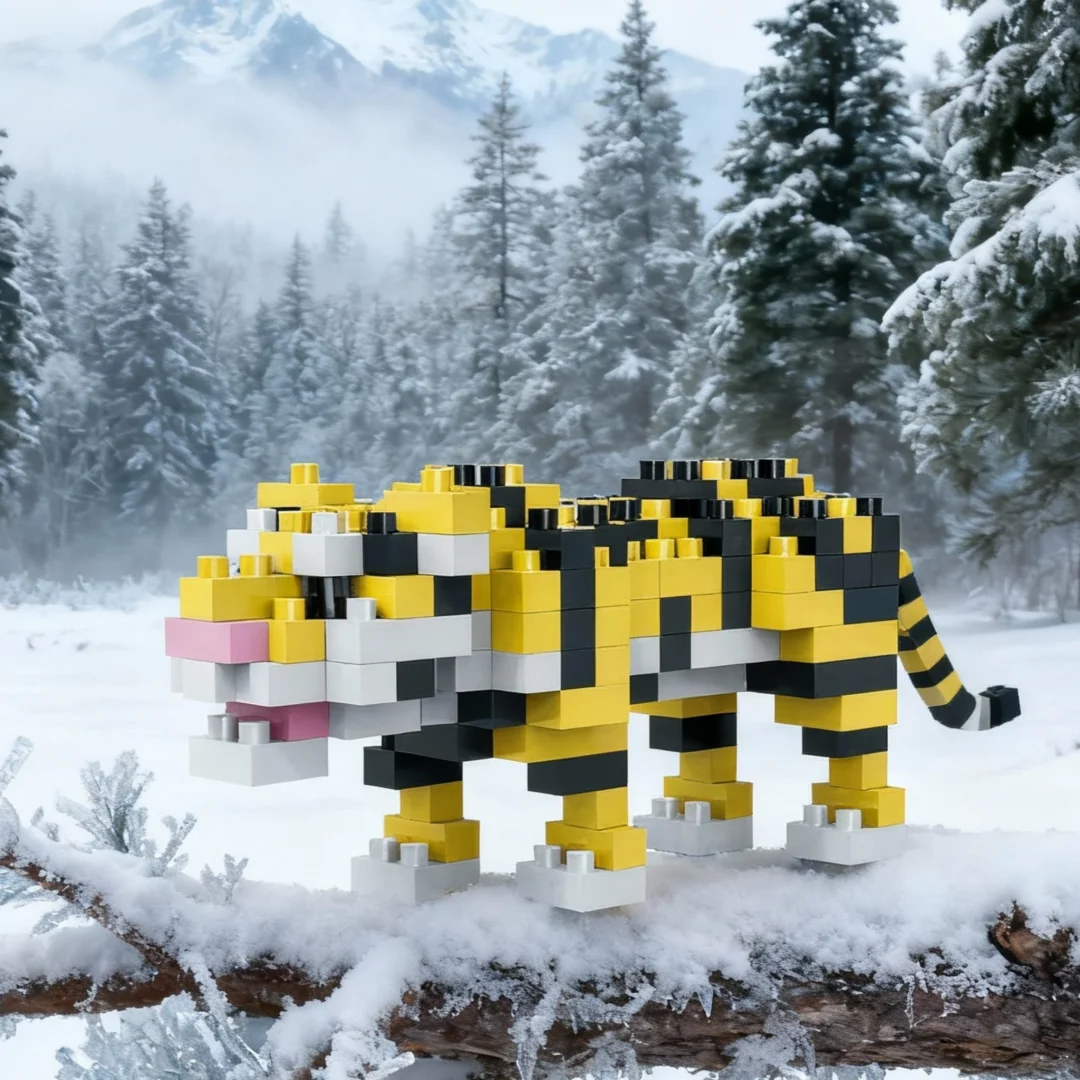 KNEW بنيت ثلاثية الأبعاد نماذج للحيوانات الفيل ، فرس النهر ، الأسد ، ليوبارد مايكرو ألعاب مكعبات البناء الصغيرة-إنشاء حديقة الحيوان ، مجموعة ألغاز ، هدايا عيد الميلاد #5