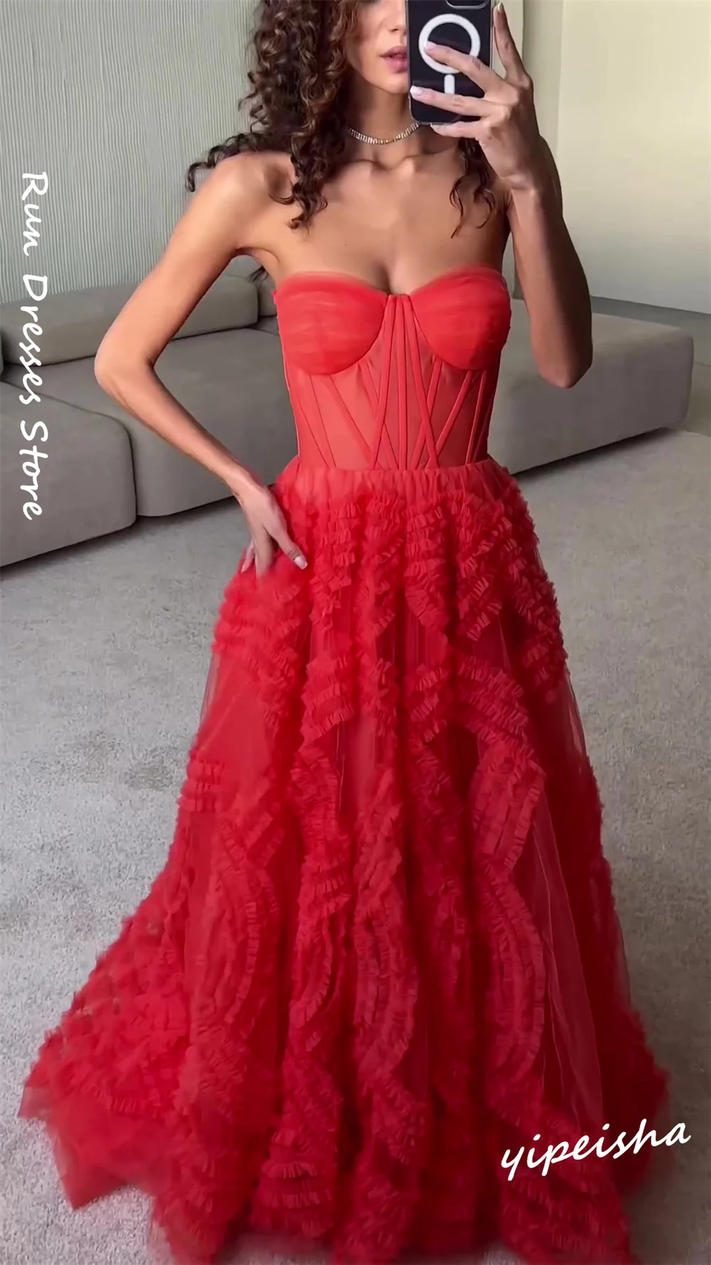 Vestido de baile con escote corazón Retro, largo hasta el suelo, vestidos de graduación drapeados de red/tul para ocasiones formales, vestidos para fiestas de graduación