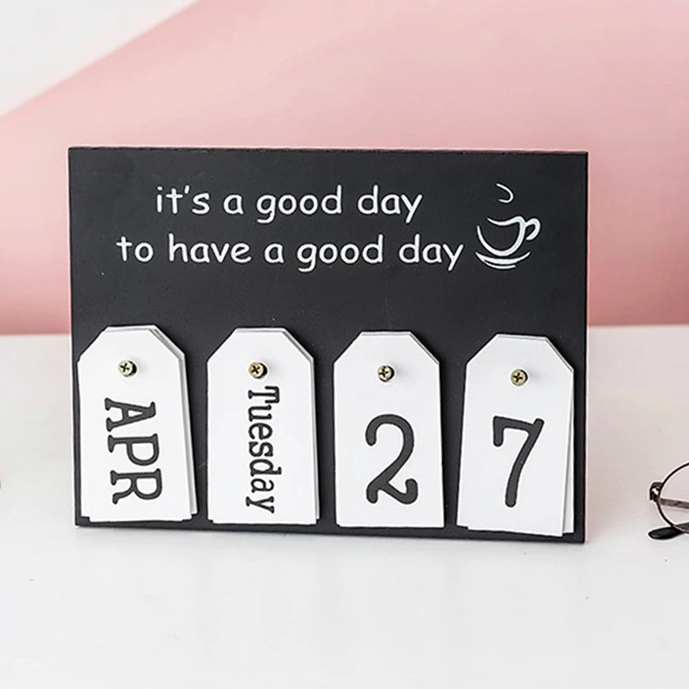 

Brief Wooden Page Turning Calendar Creative Blackboard Calendar for Home Office Decor Photography Props