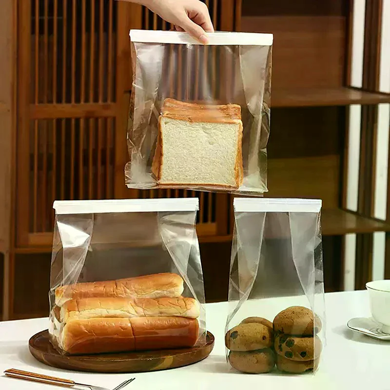 Toast Bakery Bag With Clear Window Bread Packaging Bags Curling Wire Sealing Avoid Oil Baking Takeaway Food Cake Package 10pcs