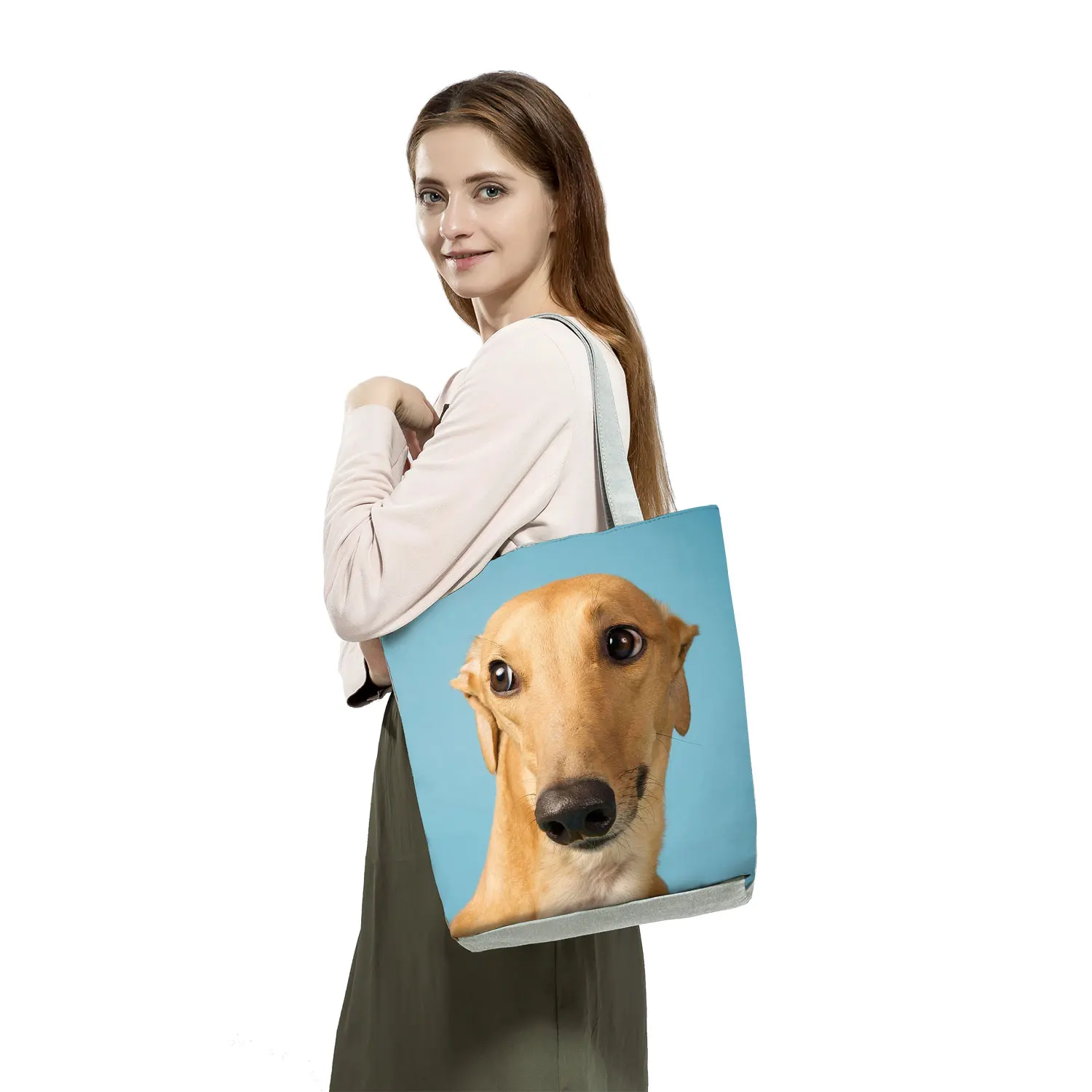 Greyhound Animal Dog Print Women\'s Fashion Shoulder Bag,Outdoor Portable Female Shopping Bag,Beach Travel Handbags