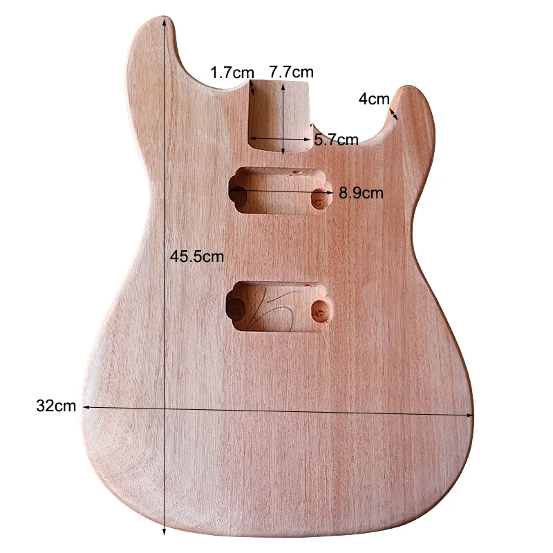 Electric Guitar Body Solid Okoume Wood Guitar Body with Pickup Hole Unfinished DIY Guitar Barrel Electric Guitar Accessories