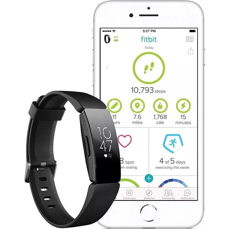 Fitbit Inspire HR 활동 트래커 및 심박수 모니터, 멀티 컬러 S + L 밴드