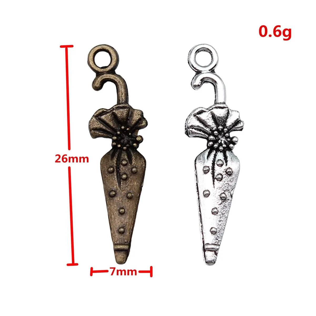 WYSIWYG 20pcs 7x26mm 2 Colors Antique Bronze Color Antique Silver Color Umbrella Charms For DIY Jewelry Making view 3