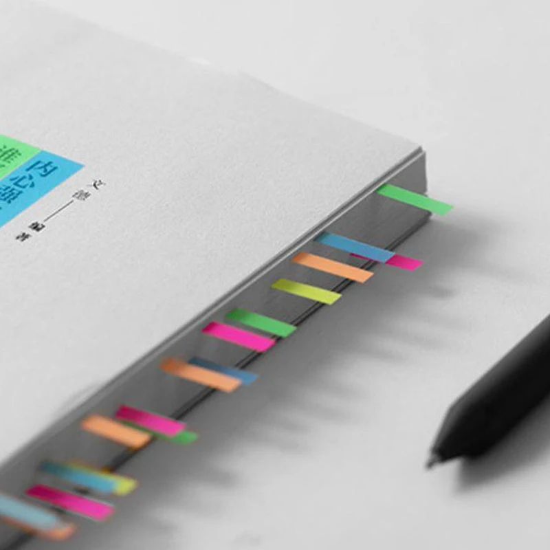 300pcs/set Reading Aid Highlight Sticker Transparent Fluorescent Index Tabs Flags Sticky Note Stationery School Office Supplies