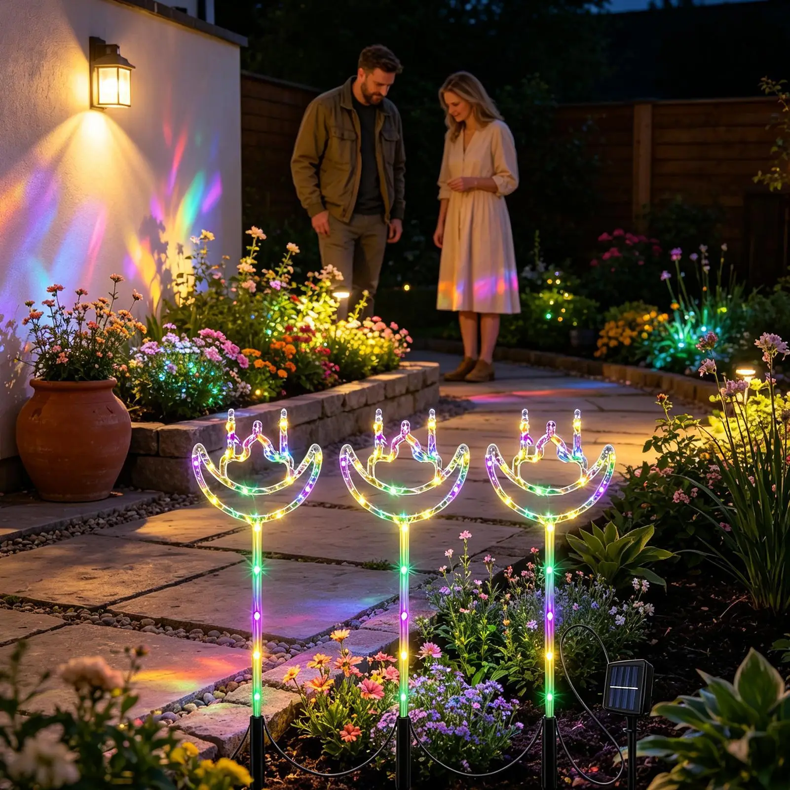 Solar Stake Lights Waterproof Moon Star Ground Insert Solar Christmas Stake Lights For Valentine Day Holiday Birthday Patio