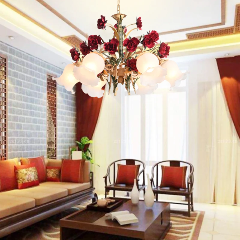 الريف الأمريكي ديكور المنزل غرفة المعيشة غرفة نوم قلادة LED ضوء غرفة الطعام دراسة حديقة الزجاج مصباح تركيبة إضاءة #2