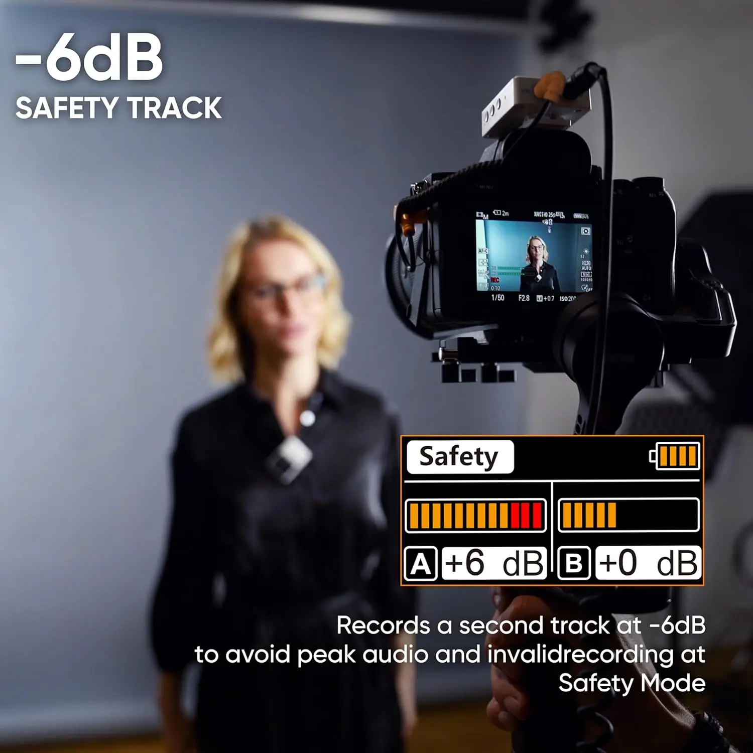 

Wireless Lavalier Microphone for iPhone Android Camera PC, Lapel Mic with 16GB Storage, Safety Audio Track