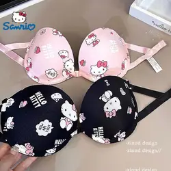 Kawaii Sanrio Bra Set Hello Kitty Sweet Underwear Panties And Bra Set Push-up Bra Comic Underwear Sexy Purebra Birthday Gift