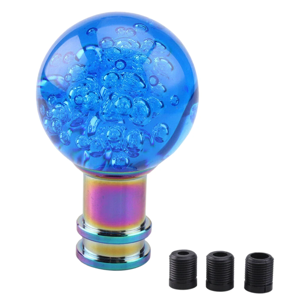 Car Shift Knob Acrylic Transparent Bubble Round Ball Universal Gear Shifter with M8 M10 M12 Thread Adapters