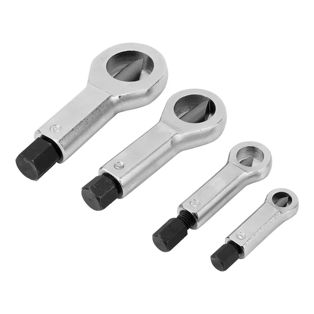4PCS New Carbon Steel Nut Splitter Set Fits 9-27mm Nuts Heavy Duty Bolt Buster Tool Broken Nut Extractor Stuck Nut Breaking