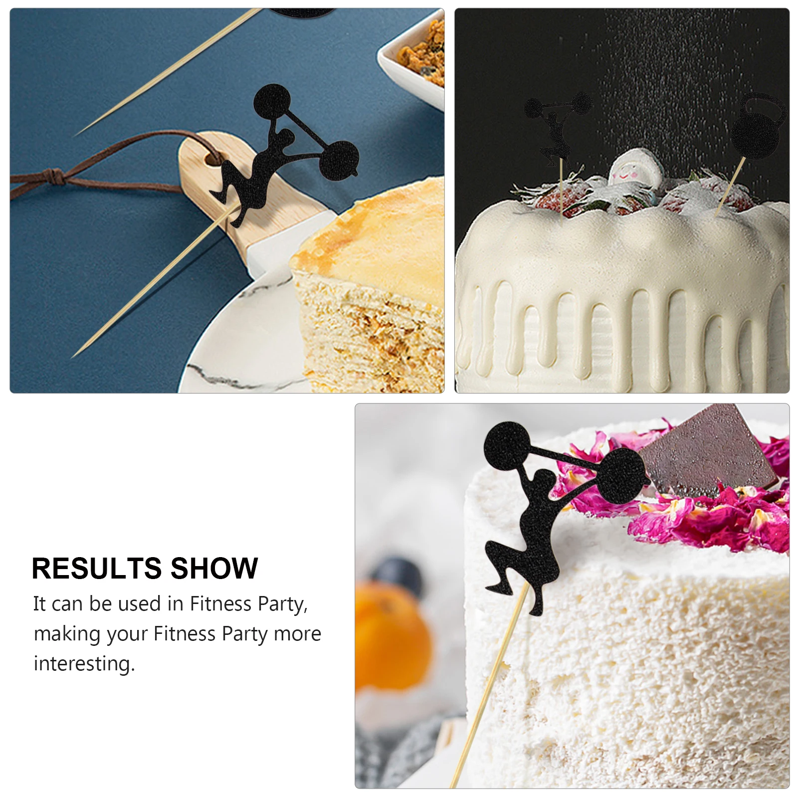 

48pcs Decorations Unique Design Party Supplies Gym Theme Cake Toppers Cupcake Adornment Fitness Cake Insert