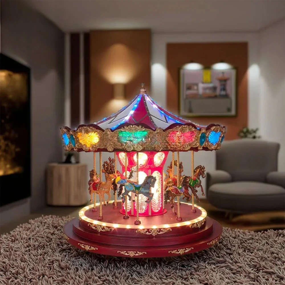 Music Christmas Carousel Light Carousel Christmas Statuette