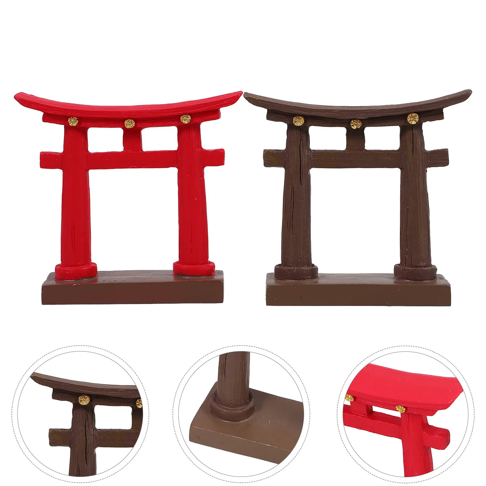 2Pcs Japanese Torii Gate Miniature Torii Decoration Garden Micro Landscape Aquarium Fish Tank Decor Home Outdoor Accent