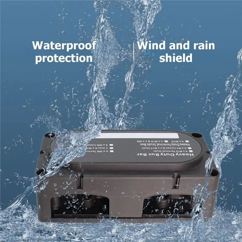 A73E-M10 300A Heavy Duty Bus Bar Box With 4 Terminal Studs For Marine/Solar 48V DC System- Modular Power Distribution Block