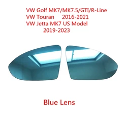 Side Mirror Glass For VW Golf 7 MK7 GTI R-line Touran 2016-2021 Jetta MK7 US Model 2019-2023 Heated Blue Rearview Mirror Lens
