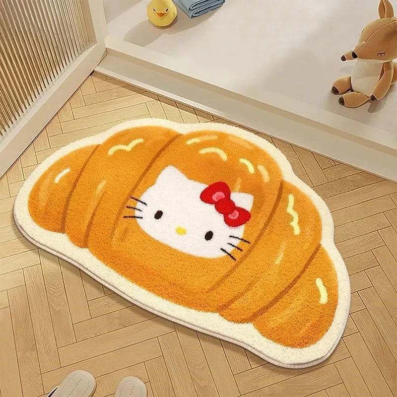 Cozy Faux Cashmere Hello Kitty Food‑Style Burger Mat Anti‑Slip Base Household Indoor Rug For Bedroom Bathroom Home Decor