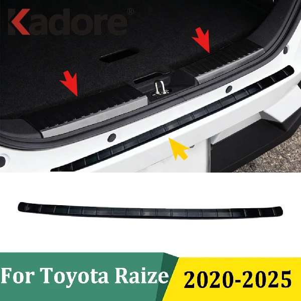 For Toyota Raize 2020 2021 2022 2023 2024 2025 Outer Inner Rear Bumper Guard Plate Cover Trim Car Sticker Accessories