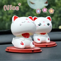 Solar Powered Cute Nod Head Cat Wealth Waving Decoration Cute Swinging Nodding Ornaments for Car Desktop Decorations Gift Doll