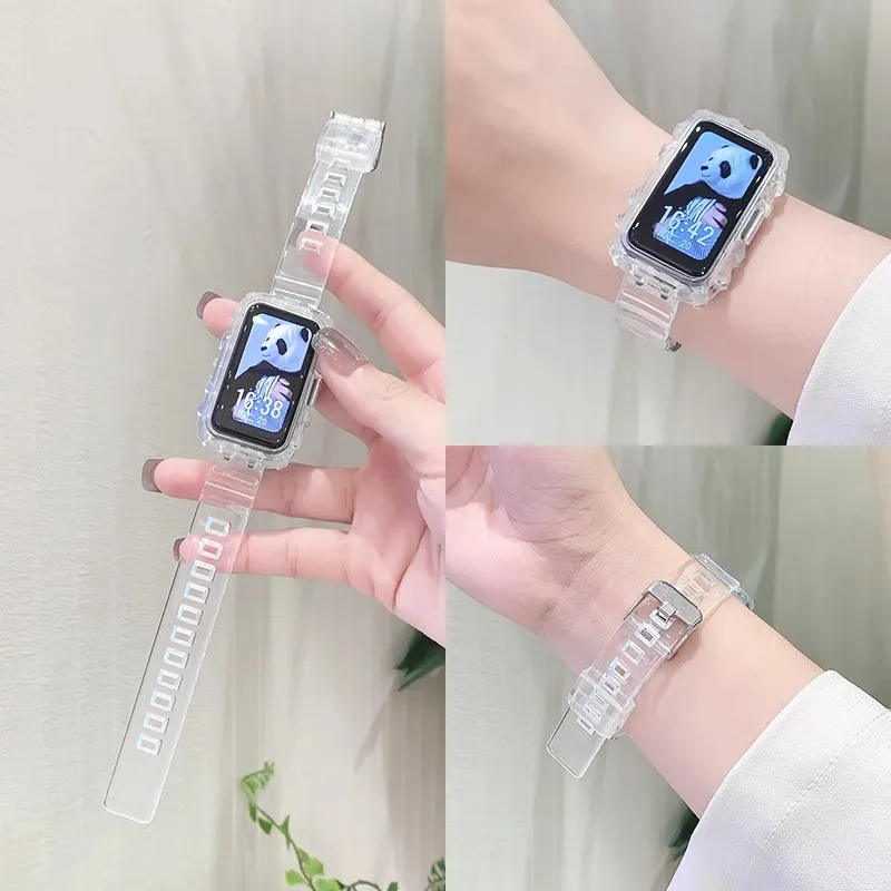 Étui Transparent avec bracelet Glacier pour Huawei Watch Band 10 9 8, armure de montre intelligente, bandes de protection pare-chocs pour Huawei Watch 6 7 Correa