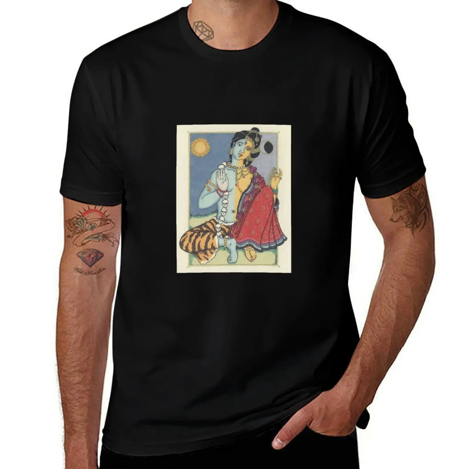 Ardhanarishvara / Ammiappan with Abhaya Darpana mudras T-Shirt graphic t shirts for man T-Shirt
