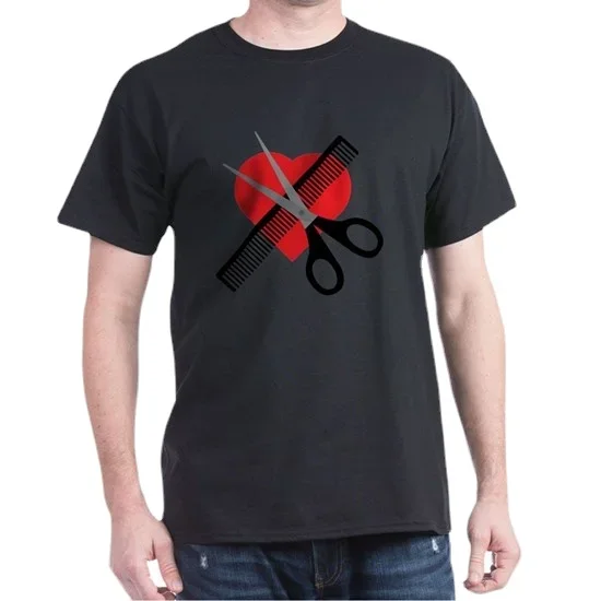 

Scissors & Comb & Heart T-Shirt Summer Cotton O-Neck Short Sleeve Men's T Shirt New Size S-3XL