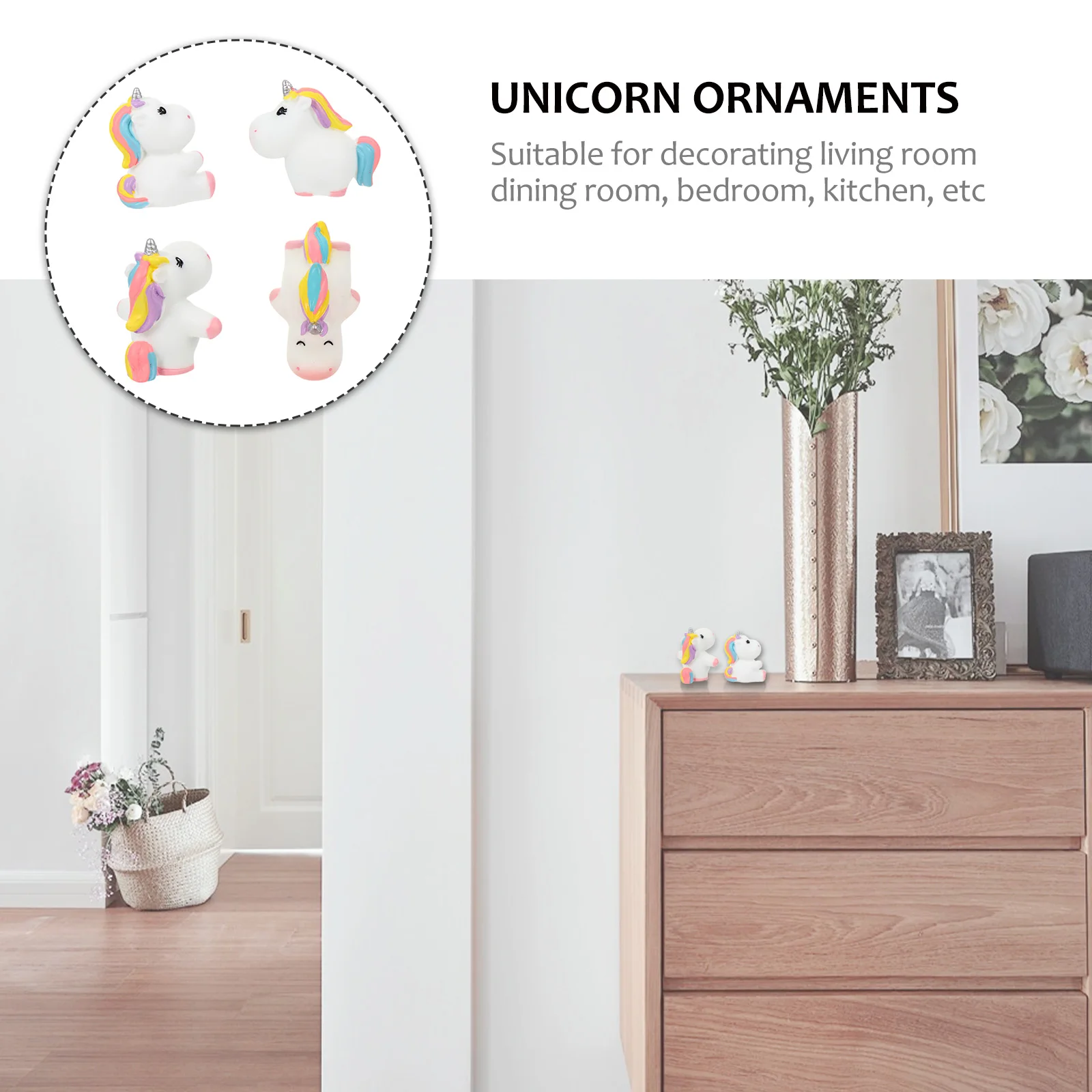 

4pcs Micro Landscape Ornament Unicorn Miniature Accessory Pendant Decor Planter Silver For Garden Indoor Outdoor Kids House
