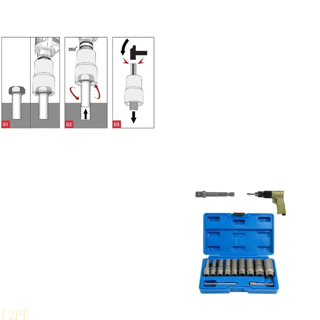 12PF Screw Extractor Drill Bits Broken Damaged Bolt Studs Removal Screw Extractor